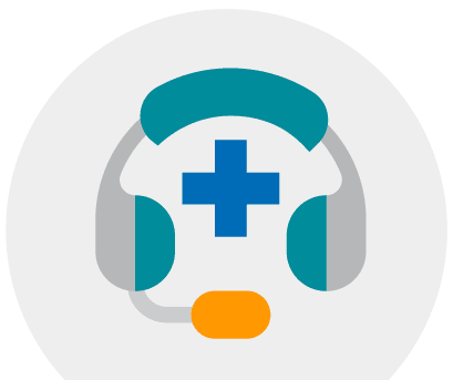 Close-up of the Searle Starter medical headset with headphones and microphone, used for healthcare communication and telemedicine applications.