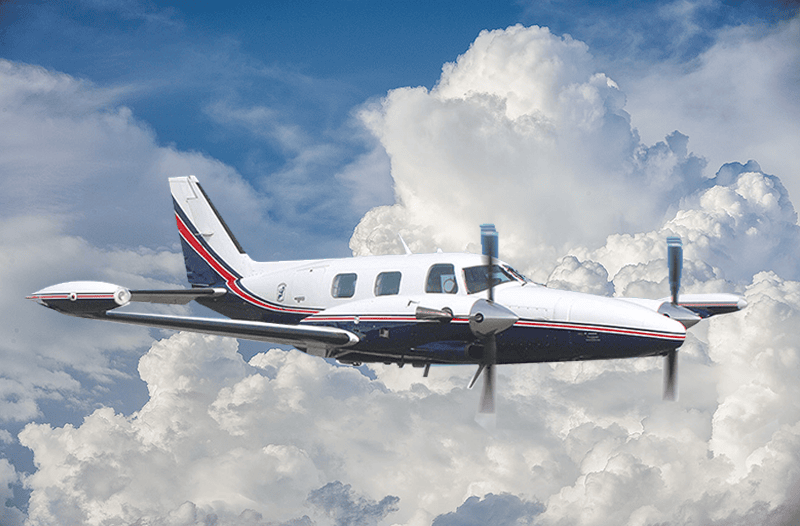 Modern Searle Starter aircraft flying through a bright sky with clouds, showcasing advanced aviation technology for CAL-ORE.